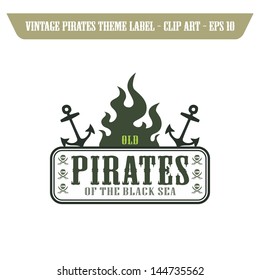 fire art label pirate anchor