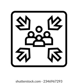 fire assembly point emergency line icon vector. fire assembly point emergency sign. isolated contour symbol black illustration