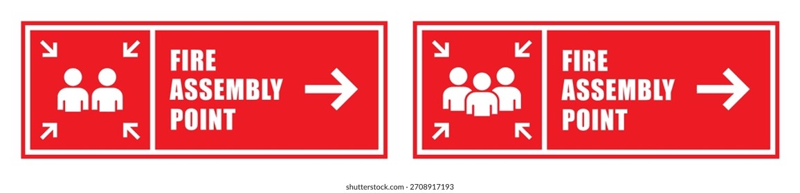 Icono de punto de ensamblaje de fuego. Icono de conjunto de evacuación de emergencia, Ilustración vectorial