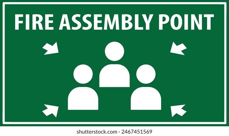 Fire assembly point industrial emergency sign notice direction vector