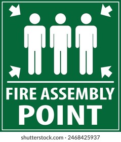 Fire assembly point industrial emergency sign notice direction vector