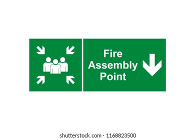 Fire Assembly Point Sign Downstairs icon vector