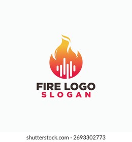 fire and audio logo design concept, fire logos, music icon vector