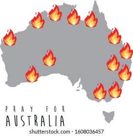 FIRE IN AUSTRALIA. ILLUSTRATION VECTOR. SYMBOL GRAPHIC