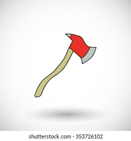 Fire ax. Hand-drawn cartoon firefighting icon. Doodle drawing. Vector illustration