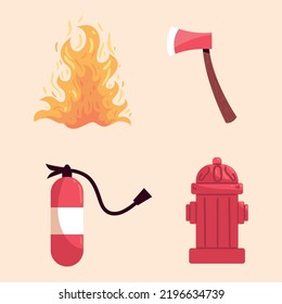 fuego y hacha, íconos hidrantes