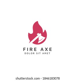 fire and ax negative space logo design