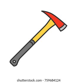 Fire axe color icon. Hiking and camping hatchet. Isolated vector illustration