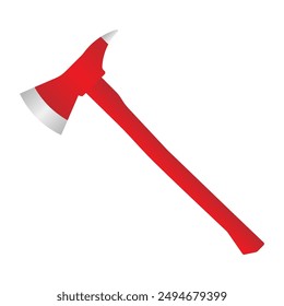 Fire Axe. Firefighter Axe. Vector Illustration Isolated on White Background.