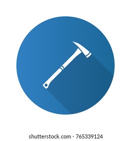 Fire axe flat design long shadow glyph icon. Hiking and camping hatchet. Vector silhouette illustration
