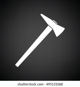 Fire axe icon. Black background with white. Vector illustration.