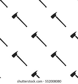 Fire axe icon black. Single silhouette fire equipment icon from the big fire Department black.