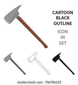 Fire axe icon cartoon. Single silhouette fire equipment icon from the big fire Department cartoon.