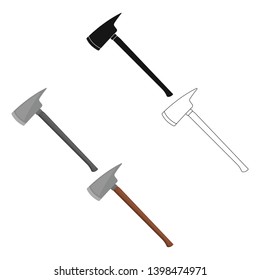 Fire axe icon cartoon,black. Single silhouette fire equipment icon from the big fire Department cartoon,black.
