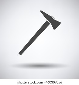 Fire axe icon on gray background with round shadow. Vector illustration.