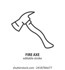 Fire axe line icon. Editable stroke. Vector illustration.