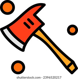 Fire Axe Linear Filled Icon Vector Design