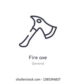 fire axe outline icon. isolated line vector illustration from general collection. editable thin stroke fire axe icon on white background