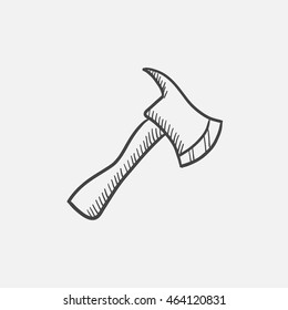 Fire axe sketch icon for web, mobile and infographics. Hand drawn vector isolated icon.