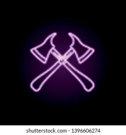 Fire axes neon icon. Elements of fireman set. Simple icon for websites, web design, mobile app, info graphics