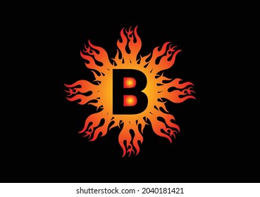 Plantilla de diseño de logotipos y iconos para letras B de fuego