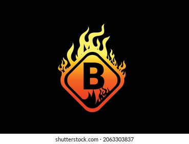 Plantilla de diseño de logotipos y iconos para letras B de fuego