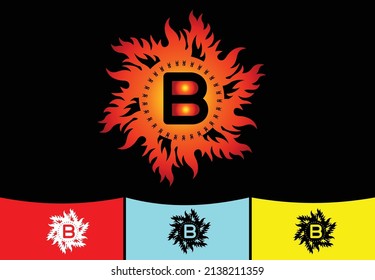 Fire B letter logo and icon design template