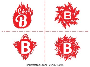 Fire B Letter Logo And Icon Design Template