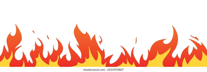 Fire background with dynamic flame motion. Burn effect, fiery silhouette .Flat vector illustration isolated