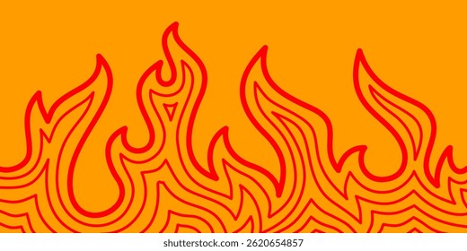 Fire Background. flame Background. doodle fire background. Flame Seamless Pattern. Outline of flames background. Continuous fire line design.