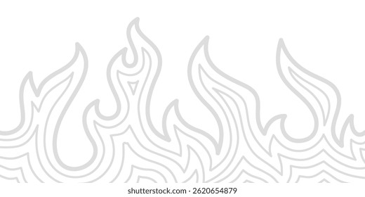Fire Background. flame Background. doodle fire background. Flame Seamless Pattern. Outline of flames background. Continuous fire line design.