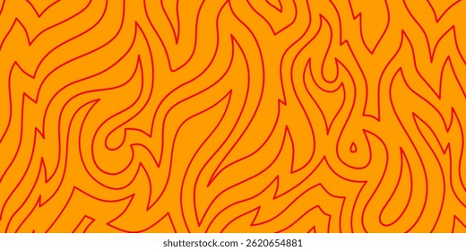 Fire Background. flame Background. doodle fire background. Flame Seamless Pattern. Outline of flames background. Continuous fire line design.