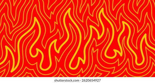 Fire Background. flame Background. doodle fire background. Flame Seamless Pattern. Outline of flames background. Continuous fire line design.