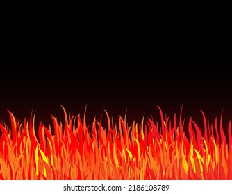 Fire background illustration. Illustration of burning fire flame on black background