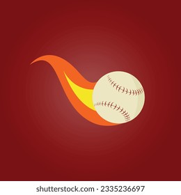 Feuerball, Baseball im Feuer, Cartoon-Flachstil, einzelne Vektorgrafik. Design für Aufkleber, Logo, Web und mobile App.