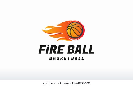 Fire Ball Basketball logo designs concept vector, basketball logo template