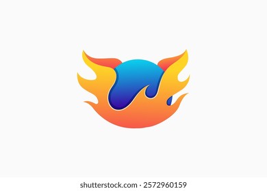 Fire Ball Colorful Logo Illustration Vector