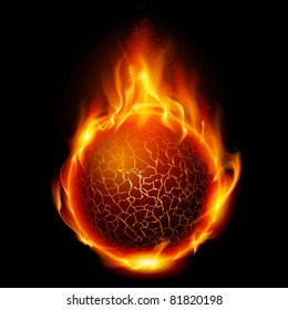 Fire ball. Illustration on black background for design