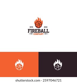 Fire ball logo design template