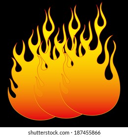 Fire ball on black. Vector illustration clip art