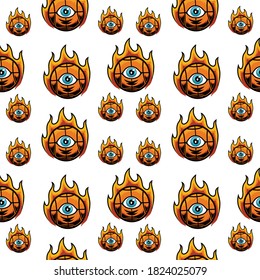 fire ball seamless pattern vector illustration