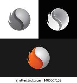 Fire Ball Sphere Icon Logo