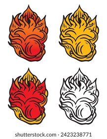 Fire Ball Vector Fire element in a round shape is red orange yellow with flames. Suitable for fire logo, fire icon, button or avatar