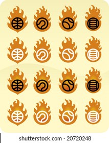 Fire balls. Global colors. CMYK. Separate shapes. Easy color changes.
