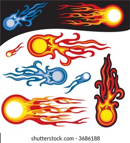 Bolas de fuego, símbolos vectores
