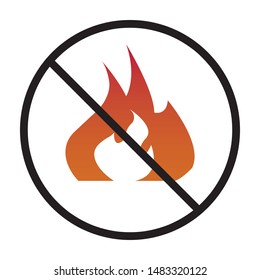 Fire ban icon, on white background, vector illustration