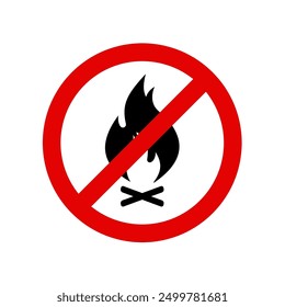 Fire ban sign, banning bonfires- vector illustration, isolated	
