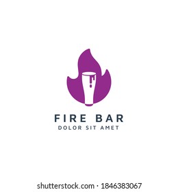 fire and bar negative space logo design