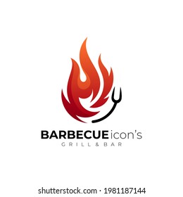 Fire and barbecue icon template, simple icons