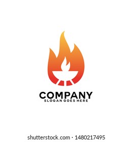 Fire with Barbecue logo concept. Barbecue logo